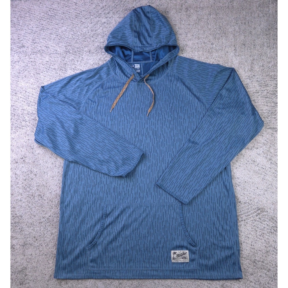 Howler Bros Hoodie Mens XXL Pullover Loggerhead UPF Thumb Holes Blue Pattern EUC